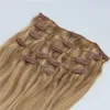 Human Hair Extensions Ombre Color Two Tone #18 Ash Blonde Piano #22 Medium Blonde Clip In Human Hair Extensions Highlights