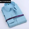 Vente en gros- BUTTERMERE Marque Hommes Mode Chemises Bambou Tissu Coton À Manches Longues Robe Chemise Tenue de soirée Business Party Chemise Camisa Social