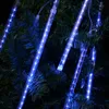 Tubes de pluie de pluie de météores multicolores de 13,1 pieds, 8 lumières de noël à LED, pour fête de mariage, jardin, décoration intérieure et extérieure