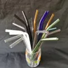 Wholesale-10Pc Colorful Pyrex Glass Drinking Straw Wedding Birthday Party Diameter 8mm*20cm