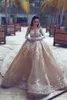 2017 strass di lusso Dubai abiti da sposa con treno staccabile illusione scollatura maniche lunghe abito da sposa splendido abito da sposa a sirena