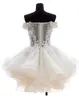 2017 Nouveau Sexy Hors de l'épaule Organza Courte Robes de Bal Chérie Graduation Dresse Party Prom Robe Formelle WD1012228s