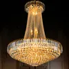 LED Moderne Goldkristall Kronleuchter Beleuchtung European Big Golden Kristall Kronleuchter Haus Häuser Leuchten Anhängerlampen Amerikaner großer Rückgang