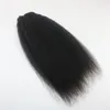 Afro Kinky Straight Brazilian Human Hair Clips Hair Extension 1B Natural Color Hair African American 7PCS 120gram