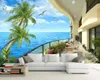 High Quality Customize size Modern Mediterranean villa balcony view mural 3d wallpaper 3d wall papers for tv backdrop