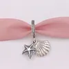 Andy Jewel 925 Perles en argent Tropical Starfish Sea Shell Pendentif Charm Charms Convient aux bijoux de style Pandora européen Bracelets Collier 792076CZF