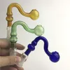 14mm 18mm Male Female Glass Oil Burner Pipe with Green Blue Brown Thick Colorful Pyrex Glass Water Pipes for Smoking