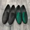 Mocassins vert noir robe en Satin chaussures de mariage talon plat en cuir véritable sans lacet conduite bateaux été chaussures respirantes Hombre