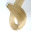 100g 40 sztuk / paczka klejem skóry taśmy wątkowe w ludzkich rozszerzeniach włosów 18 20 22 24 cali 60 # / Platinum Blondynka Brazylijski Indian Remy Human Hair