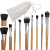 Set di pennelli per trucco con manico in bambù 11 pezzi Kit di pennelli per trucco multiuso per fondotinta professionale per ombretto cosmetico Maquiagem con borsa