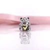 Autentyczne 925 Sterling Silver Bear My Heart Charm Fit DIY Pandora Bransoletka i Naszyjnik 791166