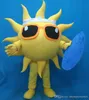 SX0730 leve e fácil de usar um traje de mascote solar amarelo com óculos para o adulto usar