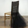 Capa romântica da cadeira do casamento do laço com tule babados noivo e cadeira da noiva cobre a tampa feita sob encomenda da cadeira de Chiavari