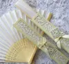 DHL Free shipping Luxurious Silk Fold hand Fan in Elegant Laser-Cut Gift Box (Black; Ivory) +Party Favors/wedding Gifts