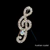 Kwaliteit Designer Muzieknoot Broche Sjaal Pins Shiny Crystal Rhinestone Broches voor Dames Bruiloft Bruid Boeket Sieraden Gift