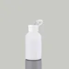 100 Uds 50ml botella cosmética vacía blanca recargable para mascotas con tapa abatible blanca botella de plástico para loción botella de viaje