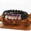 New Stone Chegada Jóias Atacado 8 milímetros pedra de lava pedra com naturais cristal roxo Beads pulseiras presente partido