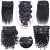 Brazilian Virgin Human Hair Kinky Straight Clip In Hair Extensions 100g Body Wave Natural Color Kinky Straight Clip In Hair Extens9739830