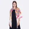 جديد Twill Silk وشاح النساء الهندي طباعة ريشة مربع الأوشحة أزياء التفاف أنثى الفولارد الكبير حجاب شال شال