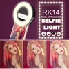 RK14 Uppladdningsbart selfie ringljus med LED-kamerafotografering Flash Light Up Selfie Lysous Ring med USB-kabel universell för alla telefoner