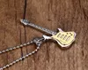 Wholesale-Fashion Guitar Necklace Pendant Music Jewelry Stainless Steel 3 Color Wholesale with 60cm Ball Chain