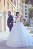 2019 Ball Gown Wedding Dresses Vintage Lace Up Back Applique Brides Gown Long Robe de Mariage Appliques Ruffled Tulle Skirt Vestido de Noiva