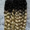 Cheveux bouclés profonds brésiliens micro boucle 1g bouclés ombre micro lien extensions de cheveux humains T1b / 613 200g 1g / s 200s extensions de cheveux humains micro perles