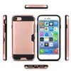 Armour TPU + PC Hybride Geborsteld Creditcard Slot Case voor iPhone 11 PRO 11 PRO MAX 6 7 8 PLUS XR XS XS MAX 400PS / LOT