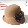 ファッションレディースウールの帽子エレガントなボウラーダービートリルビーリーフフェドラスガールズフェルトキャップビンテージ帽子のサンキャップトップ4927680
