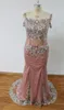 Sparkly strass sirène robes de bal hors épaule paillettes perlées robe de soirée de célébrité 2017 sur mesure photo réelle robes de soirée de luxe