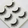 Pestañas postizas de visón 3D 3D15, 3 pares de hilo de algodón hecho a mano, pestañas postizas gruesas naturales suaves y desordenadas, herramientas de maquillaje para ojos