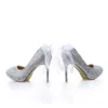 Mais novo Designer Prata Cor Aponte Toe 4 Polegadas Saltos Altos Sapatos De Casamento Nupcial Stiletto Branco Laço Bowknot Mulheres Sapatos