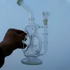 Oil Rigs Recycler water pipe High quality HourGlass bong Hybrid Two function Hand make glass art built in claim catchers joint 14.4mm