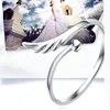 Anello di apertura con ali d'angelo congiunte placcate in argento Nuovo modello Anelli per gioielli regalo per ragazze