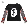 INS Kids Baby Clothes Boys Girls Long Sleeve T-shirt Patchwork Hip Hop Fashion Tattoo Sleeve Tops Tees Children Kids Clothing