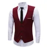 Venta al por mayor- Spring Mens Business Suit Dress Chaleco Slim Fit con cuello en v chaleco gris rojo M-3XL Z1281