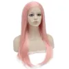 24 "Long Baby Pink Lace Frontal Wig Syntetyczny światłowód Halloween Party Wig S02