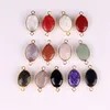 30 Pcs Oval Banhado A Ouro Encantos Pedra Natural Pingente Druzy Quartz Cristal Ágata Jade Pulseira Colar Conector DIY Moda Jóias Fazendo