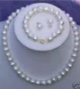 Set di orecchini con bracciale e collana di perle bianche d'acqua dolce coltivate autentiche A+08
