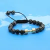 Sportenergi Armband Partihandel 8mm Snowflake Obsidian Stone Pärlor med ny Barbell Fitness Dumbbell Macrame Charm Armband för män