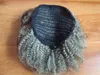 Kvinnor Grå Hår Förlängning Silver Grå Afro Puff Kinky Curly Drawstring Human Hairs Ponytails Clip i Real Humain 80g 100g 120g