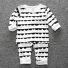 New Autumn Winter Ins Baby Set Kids Loungewear Leisure Wear Cartoon Striped Dots 2pcs Clothing Suit Warm Cotton Tshirt Pants Children Outfit