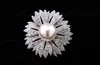 Silver Plated Diamante and Pearl Center Flower Wedding Bouquet Brooch