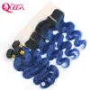 1B Ocean Blue Body Wave Ombre Brazilian Virgin Human Hair Weves 3 wiązki z 13x4 Ucha do ucha Bielone węzły koronkowe Closur2505312