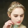 Vintage Wedding Bridal Crystal Headband Ribbon Rhinestone Crown Tiara Hair Band Jewelry Gold Leaf Pearl Hair Accessories Headdress3584212