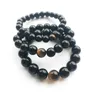 8mm 10mm 12mm Black Healing Natural Stone Strands Beads Bracelets For Men Women Prayer Yoga Charm Jewelry