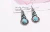 Oorbellen Boheemse Sieraden Set Retro Patroon Blauwe Kristallen Sieraden Turquoise Ketting Oorbellen sieraden set vrouwelijke gratis shipong whoelsale