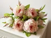 Beautiful peony flower home decoration Hand Made Artificial Peony Bunch Flowers Bridal Accessories Garden Bulk Runners 7 flower peony heads