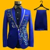 (Ceket + pantolon + papyon + kemer) Adam Düğün Damat Elbise Suits Aplike Çiçekler Sequins Blazers Balo Beyaz Siyah Kırmızı Suit Şarkıcı Ev sahibi Sahne Giyer