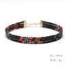 2017 nouveau collier Hot Choker européen et américain colliers en cuir de fleurs à plusieurs étages chokers 5 couleurs